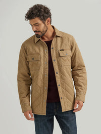 Wrangler Men's Reversible Quilted Shirt Jacket in Clay