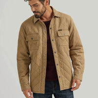 Wrangler Men's Reversible Quilted Shirt Jacket in Clay