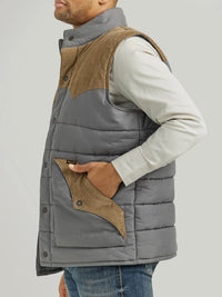 Wrangler Men's Corduroy Yoke Puffer Vest in Fence Post