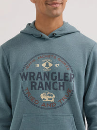 Wrangler Men's 1947 Logo Pullover Hoodie in Goblin Blue