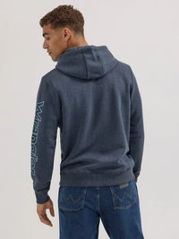 Wrangler Men's Mountain Crest Logo Pullover Hoodie in Dark Sapphire