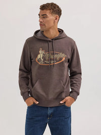 Wrangler Men's Cowboy On Horseback Logo Pullover Hoodie in Chocolate Torte