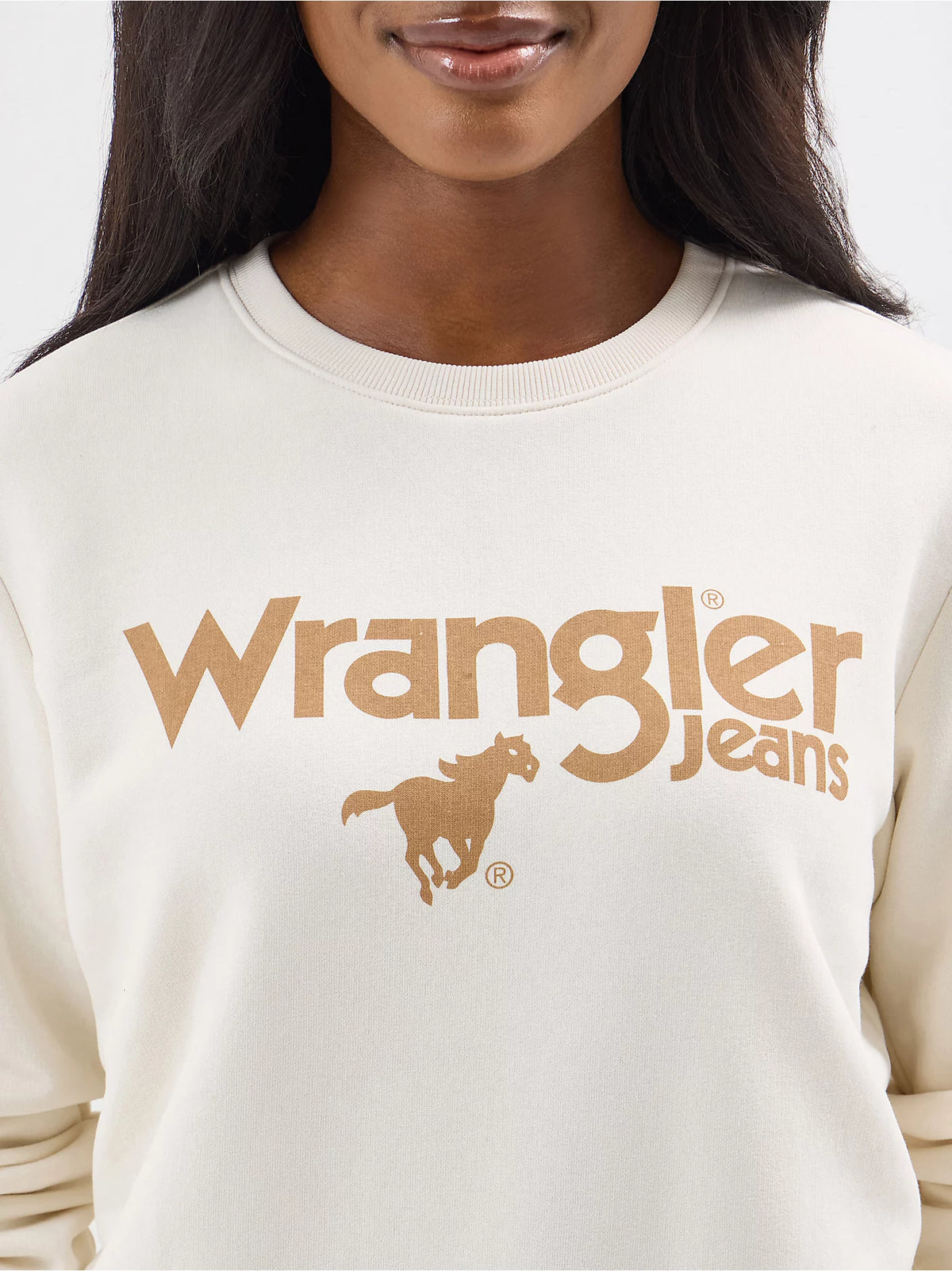 Wrangler Retro Women's Logo Crew Pullover Sweatshirt in Whisper White