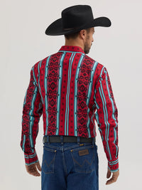 Wrangler Men's Checotah L/S Western Snap Shirt in Sonoran Red