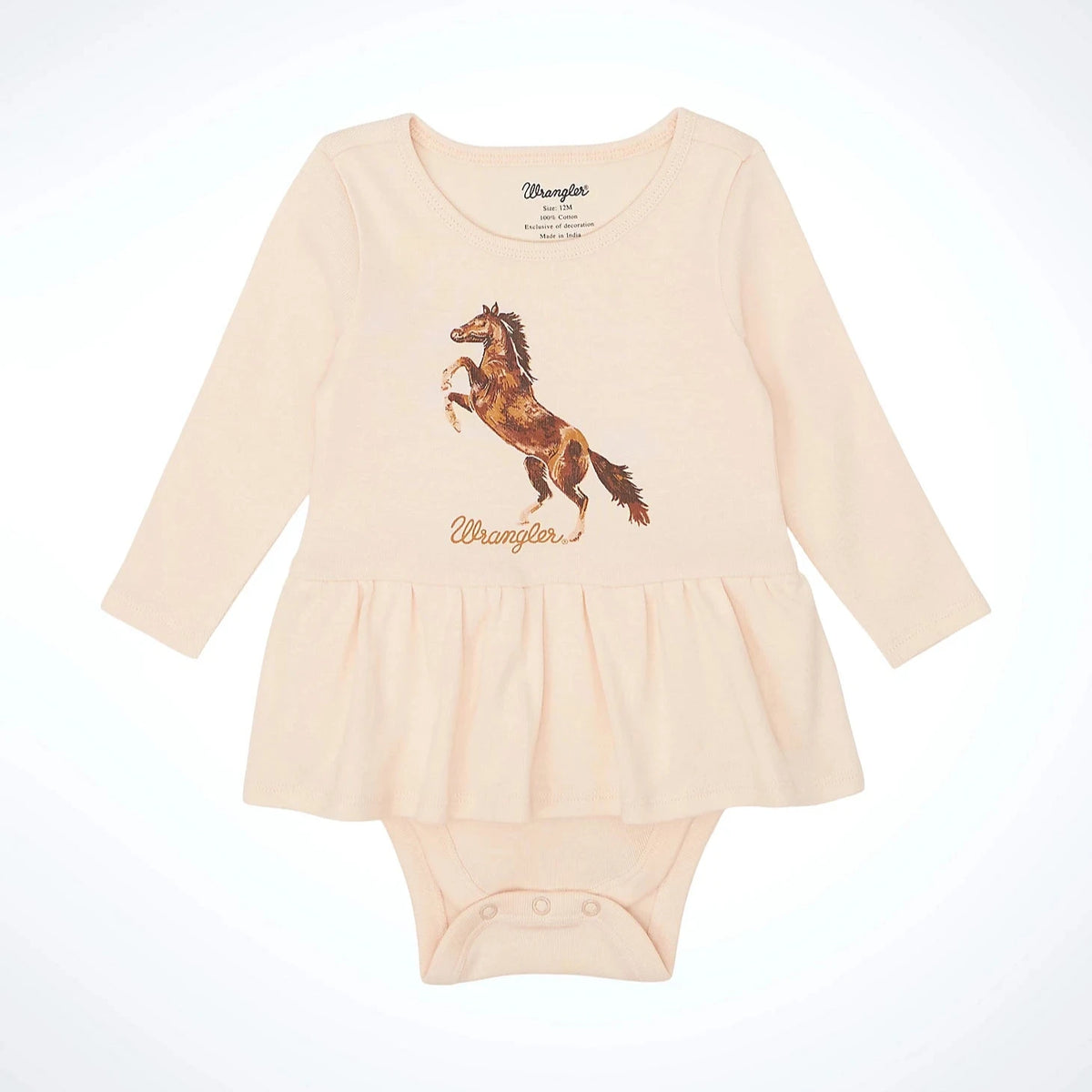 Wrangler Baby Girl's L/S Horse Graphic Skirted Bodysuit in Pink