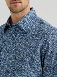 Wrangler Retro Men's L/S Premium Floral Western Snap Shirt in Simply Navy