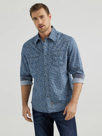 Wrangler Retro Men's L/S Premium Floral Western Snap Shirt in Simply Navy