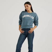 Wrangler Retro Women's Shabby Logo Pullover Sweatshirt in Blue