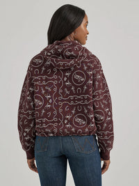 Wrangler Retro Women's All-Over Rodeo Cinched Hoodie in Fudge