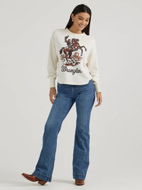 Wrangler Retro Women's Bucking Cowboy L/S Thermal Shirt in White