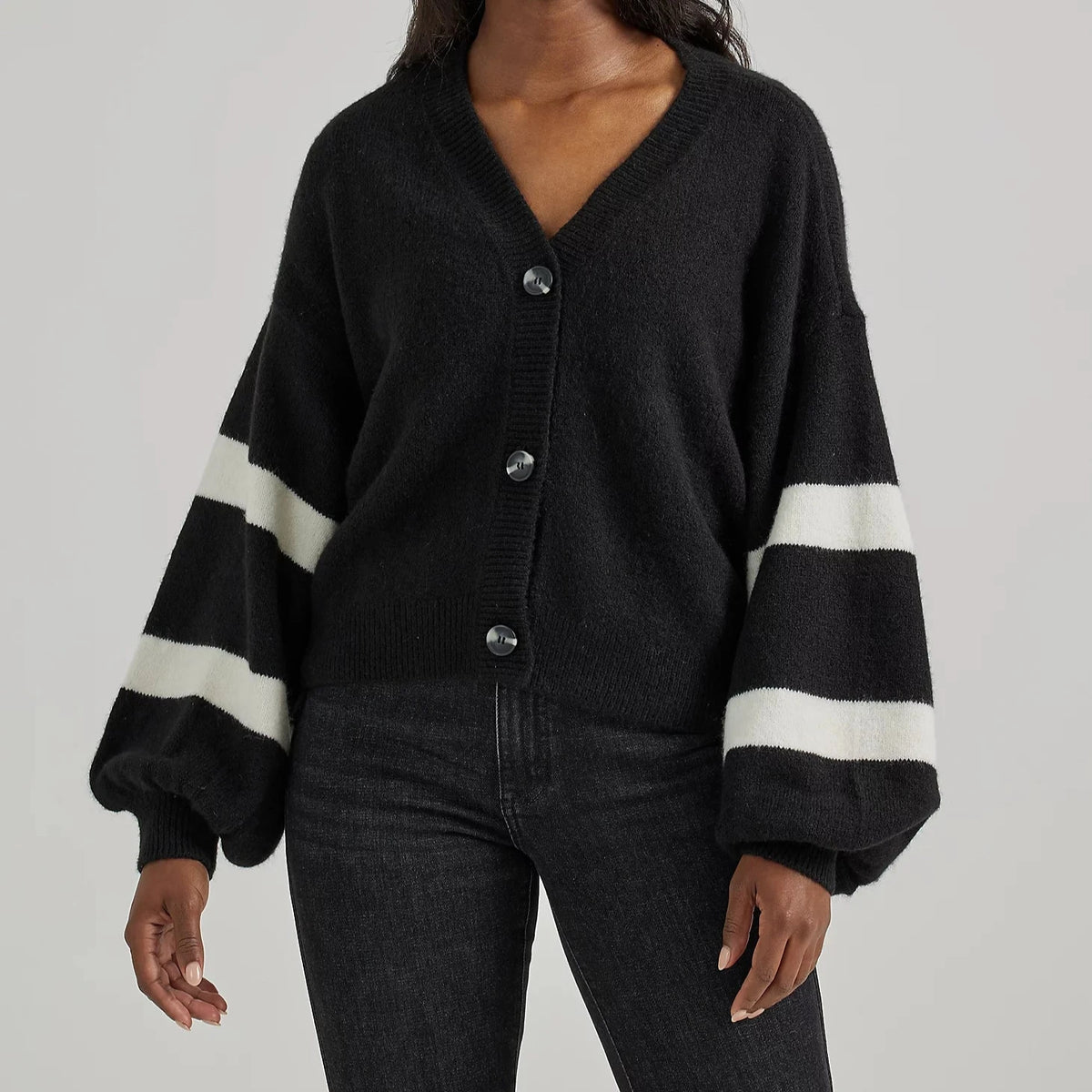 Wrangler Retro Women's Logo Blouson Sleeve Cardigan in Black