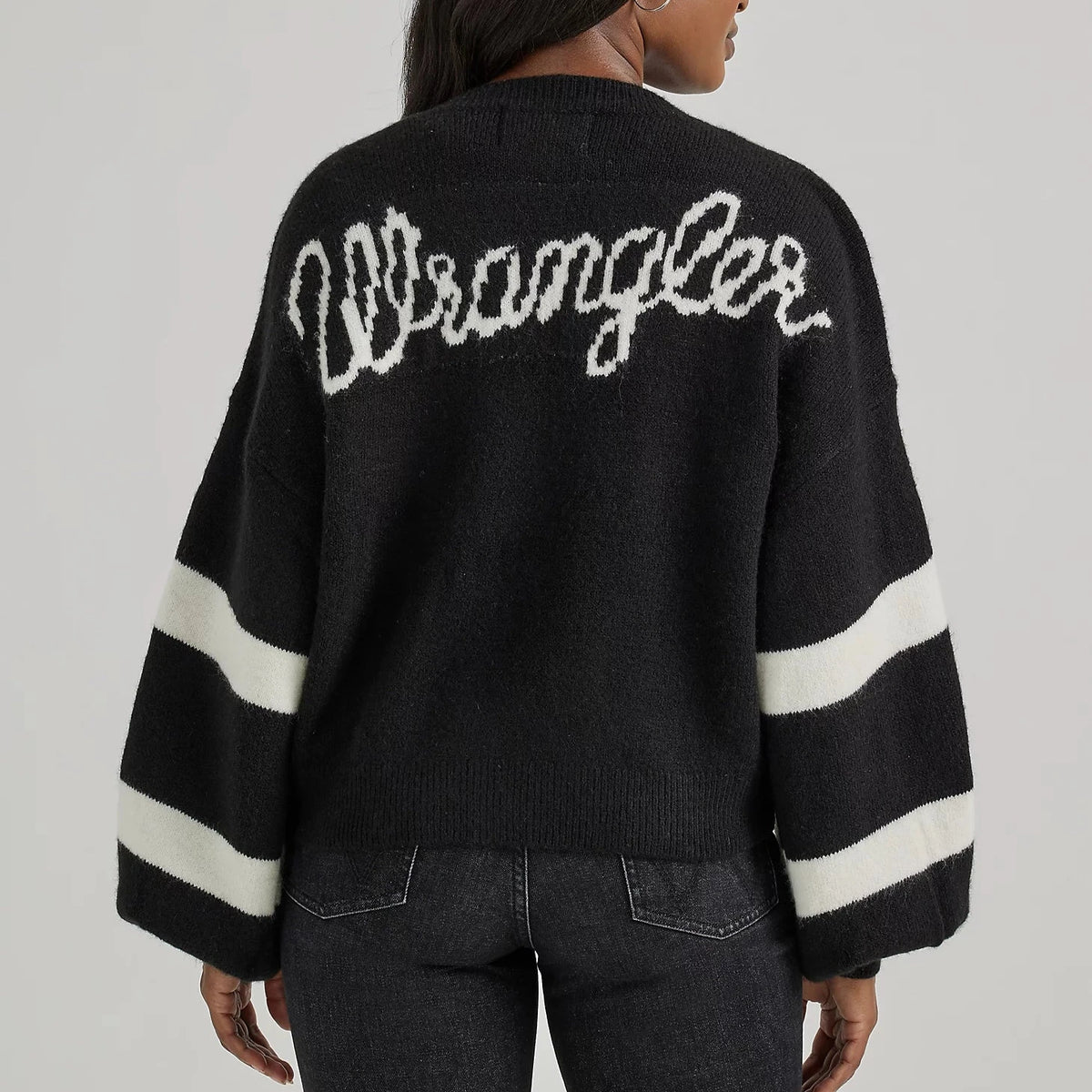 Wrangler Retro Women's Logo Blouson Sleeve Cardigan in Black