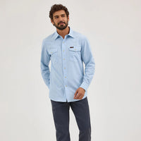 Wrangler ATG Men's L/S Solid Western Snap Shirt in Cerulean