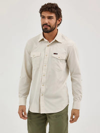 Wrangler ATG Men's L/S Solid Western Snap Shirt in Pelican