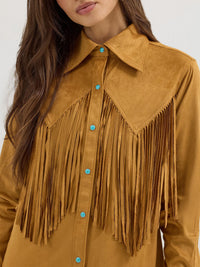 Wrangler x Lainey Wilson Fringe Snap Shirt in Bone Brown