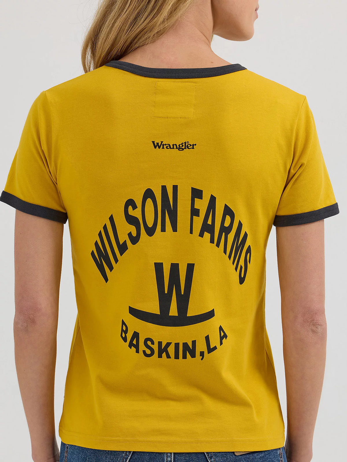 Wrangler x Lainey Wilson Wilson Farms Slim Ringer Tee in Nugget Gold