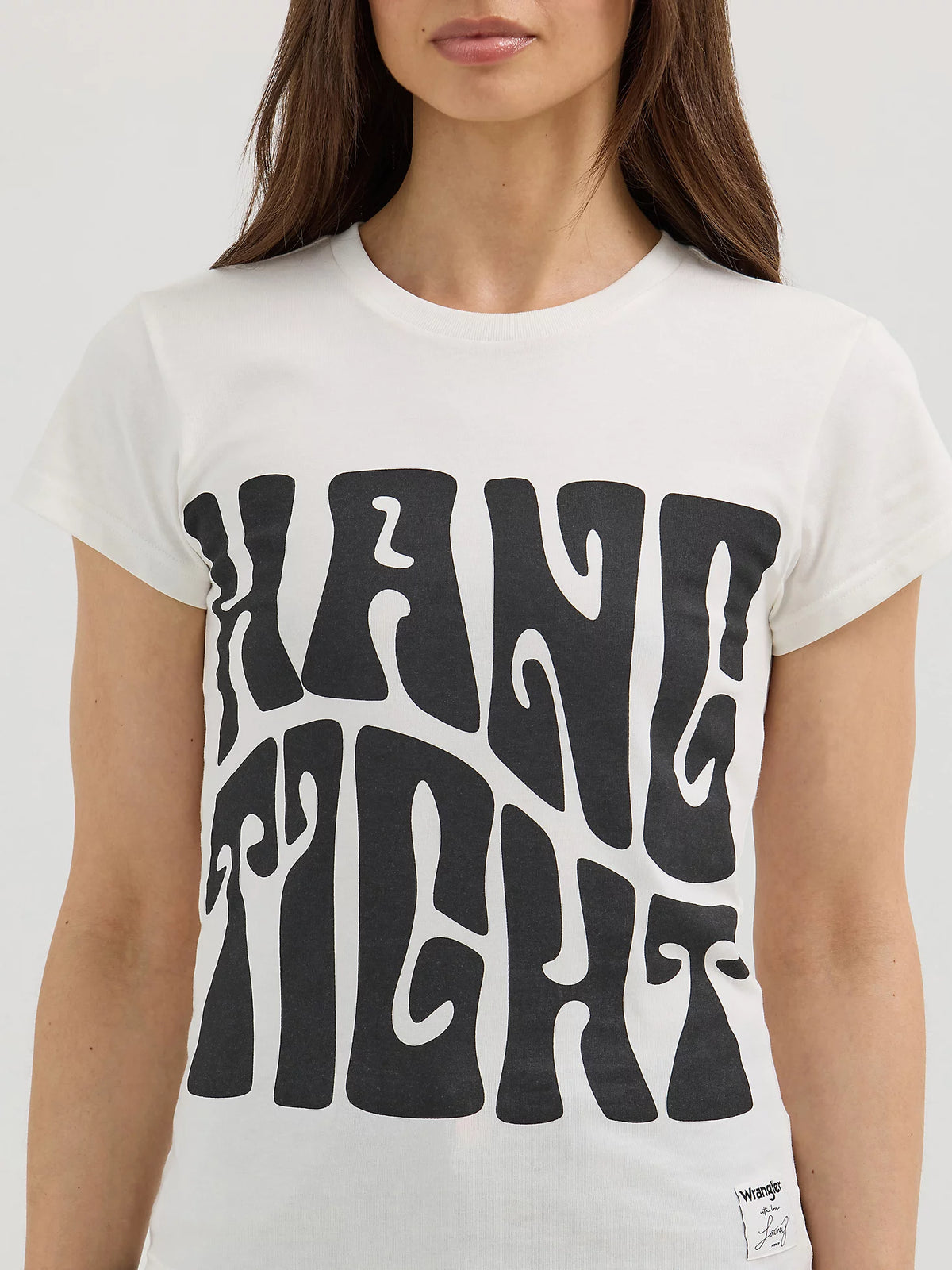 Wrangler x Lainey Wilson Hang Tight Shrunken Band Tee in White