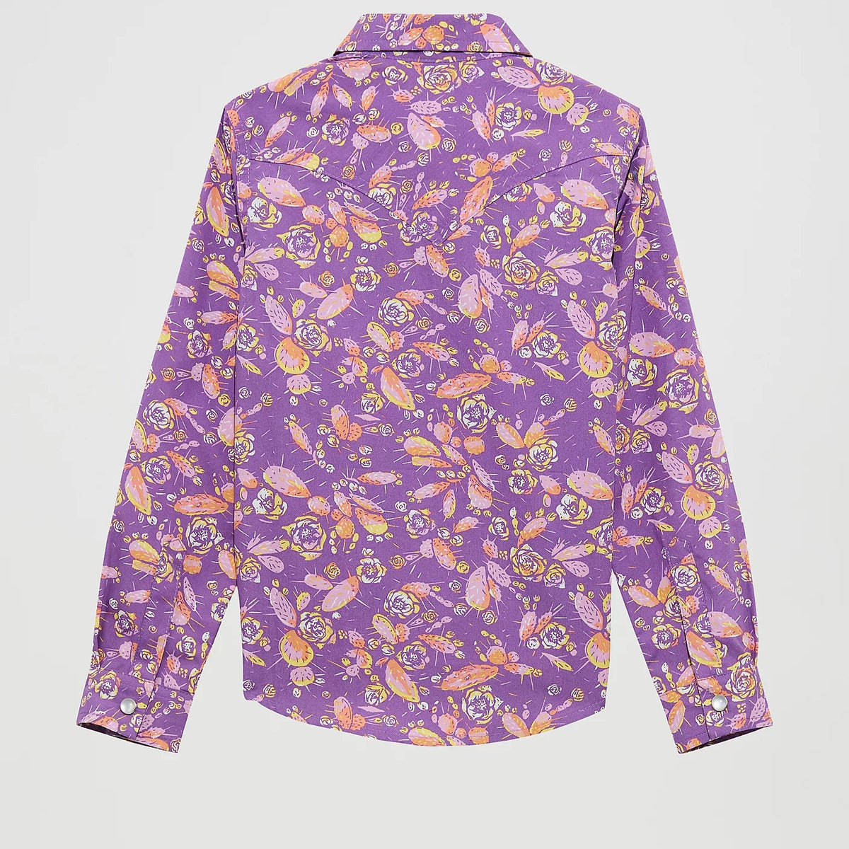 Wrangler Girl's L/S Cacti Floral Western Snap Shirt in Purple