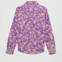 Wrangler Girl's L/S Cacti Floral Western Snap Shirt in Purple