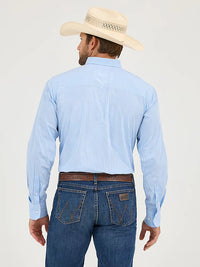 Wrangler Men's L/S Cody Johnson Button Down Shirt in Powder Check (Available in Tall Sizes)