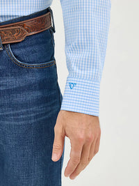 Wrangler Men's L/S Cody Johnson Button Down Shirt in Powder Check (Available in Tall Sizes)