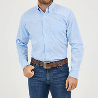 Wrangler Men's L/S Cody Johnson Button Down Shirt in Powder Check (Available in Tall Sizes)