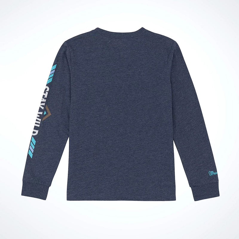 Wrangler Boy's L/S Western Graphic T-Shirt in Dark Sapphire