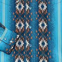 Wrangler Boy's L/S Checotah Western Snap Shirt in Sea Salt Blue
