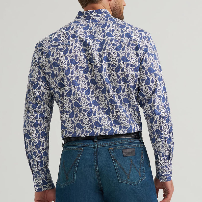 Wrangler Men's 20X L/S Competition Western Snap Shirt in Atlantic Paisley (Available in Tall Sizes!)