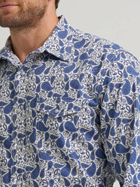 Wrangler Men's 20X L/S Competition Western Snap Shirt in Atlantic Paisley (Available in Tall Sizes!)