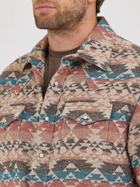 Wrangler Retro Men's Premium Jacquard Snap Shirt Jacket in Sunset Tan (Available in Tall Sizes!)