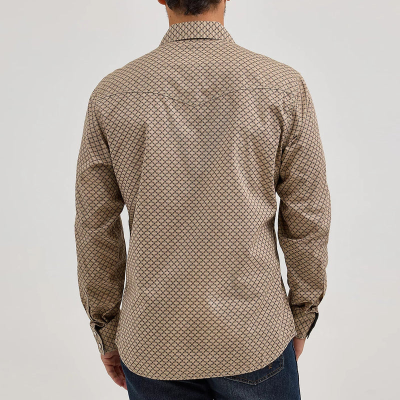Wrangler Retro Premium Men's L/S Western Snap Shirt in Scale Brown