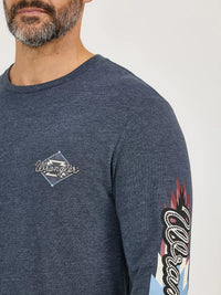 Wrangler Men's L/S Retro Back Graphic Tee in Dark Navy
