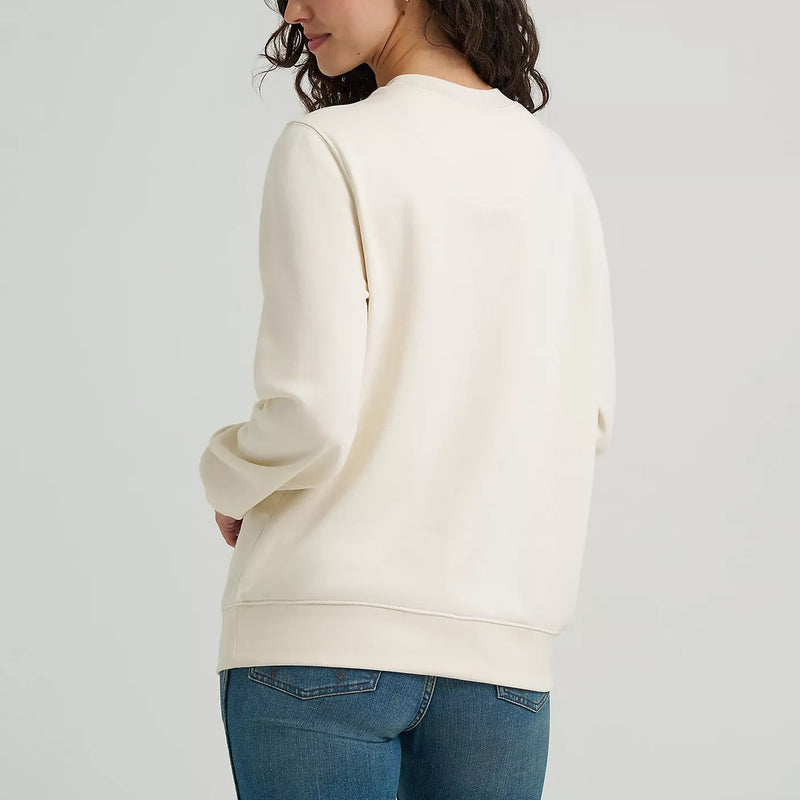 Wrangler Women's Bull Rider Crew Sweatshirt in Painterly White
