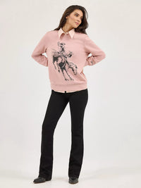 Wrangler Women's Bucking Bronco Crew Sweatshirt in Misty Rose