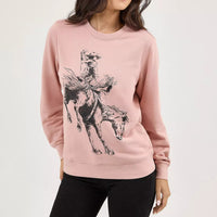 Wrangler Women's Bucking Bronco Crew Sweatshirt in Misty Rose