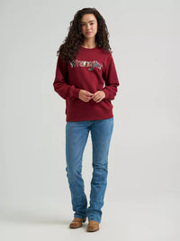 Wrangler Women's Graphic Crew Sweatshirt in Cabernet