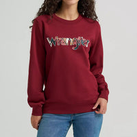 Wrangler Women's Graphic Crew Sweatshirt in Cabernet
