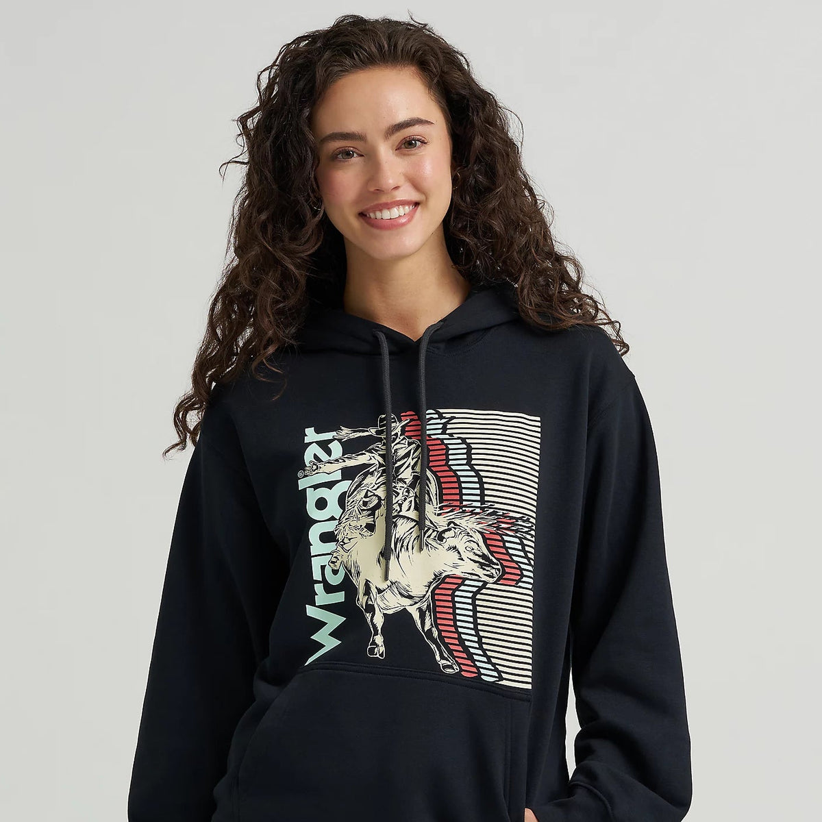 Wrangler Retro Women's Western Graphic Pullover Hoodie in Black Layers