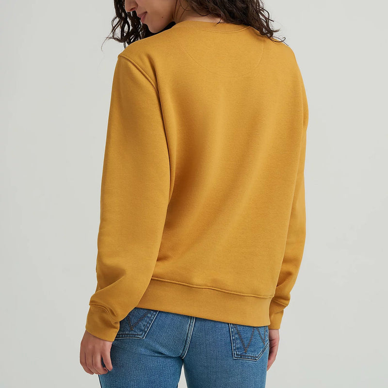 Wrangler Women's Desert Bucking Bronco Crew Sweatshirt in Spruce Yellow