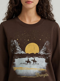 Wrangler Women's Desert Crew Sweatshirt in Brown