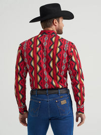 Wrangler Men's Checotah L/S Western Snap Shirt in Firey Red