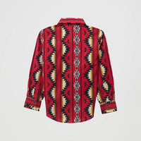 Wrangler Boy's Checotah L/S Western Snap Shirt in Firey Red