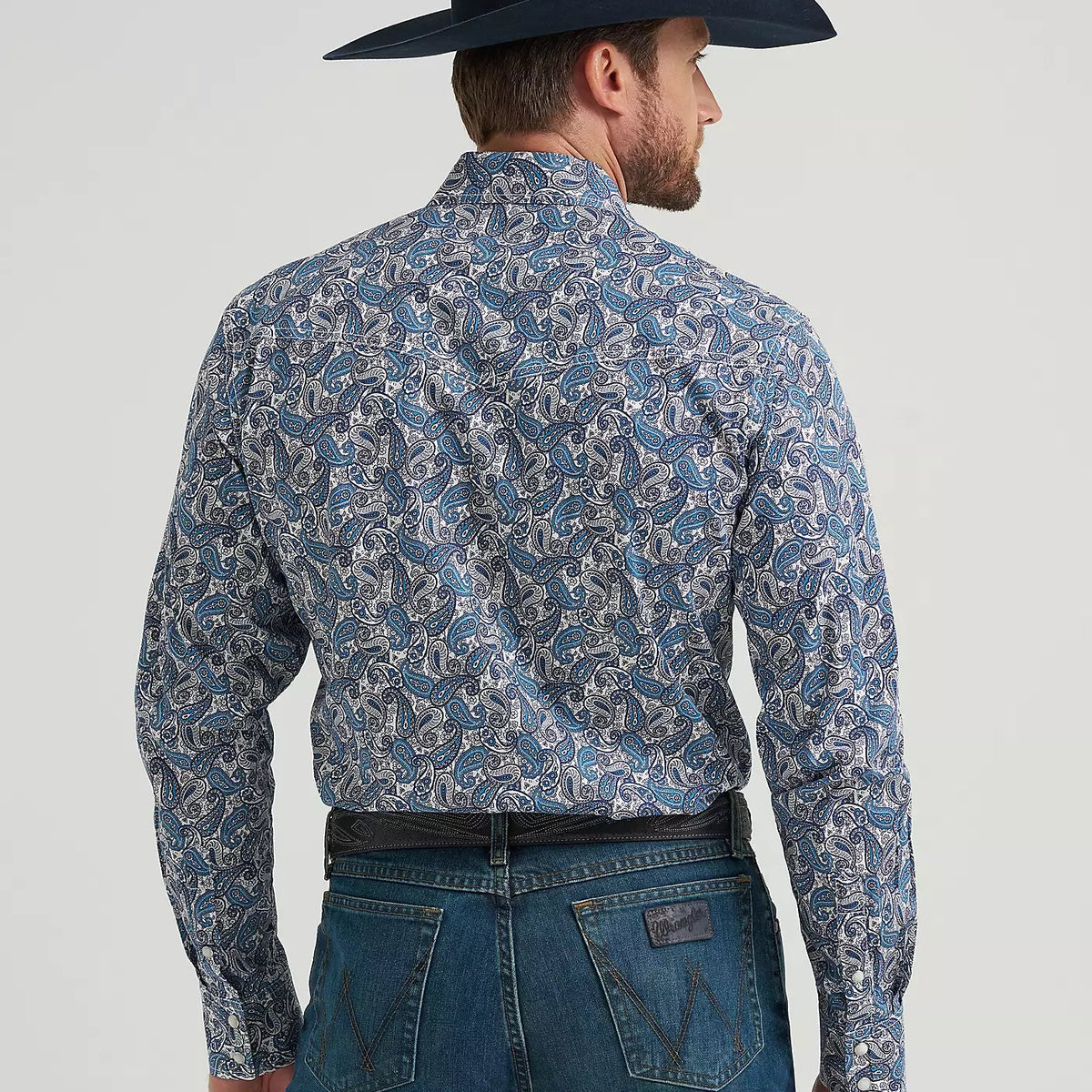 Wrangler Men's 20X L/S Competition Advanced Comfort Western Snap Shirt in Blue Mix Paisley (Available in Tall Sizes!)