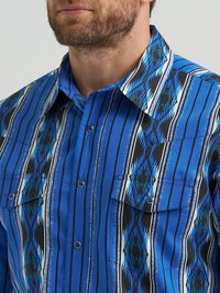 Wrangler Men's Checotah L/S Western Snap Shirt in Bold Blue (Available in Regular & Tall Sizes)