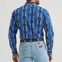 Wrangler Men's Checotah L/S Western Snap Shirt in Bold Blue (Available in Regular & Tall Sizes)