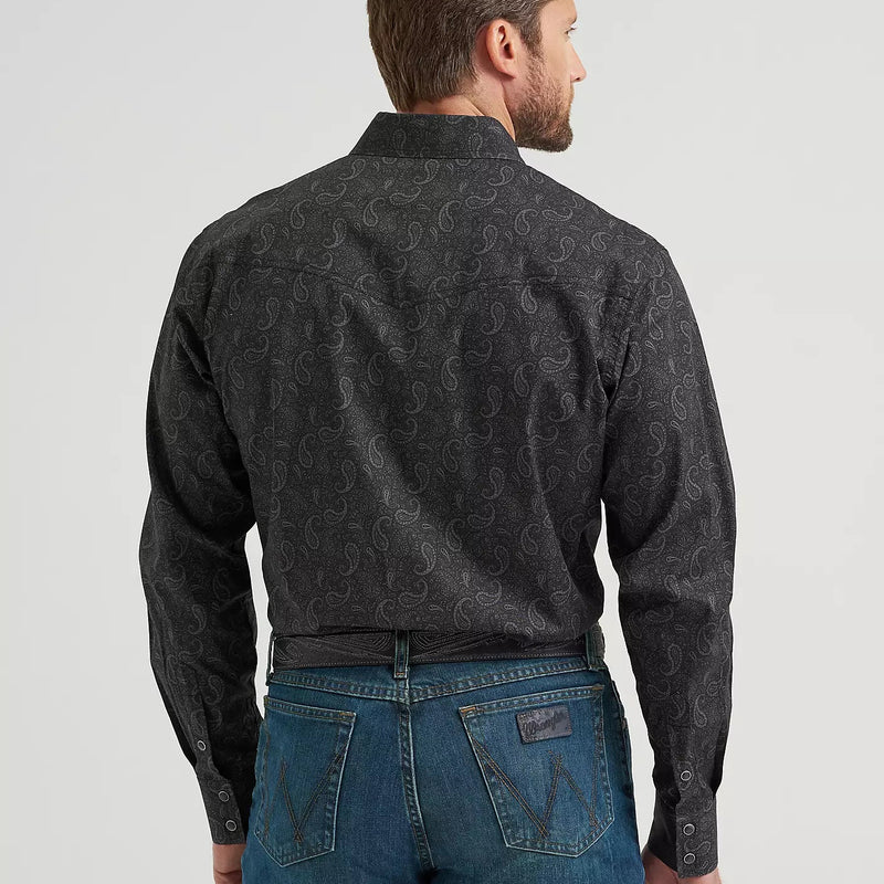 Wrangler Men's 20X L/S Competition Advanced Comfort Western Snap Shirt in Black Paisley (Available in Tall Sizes!)