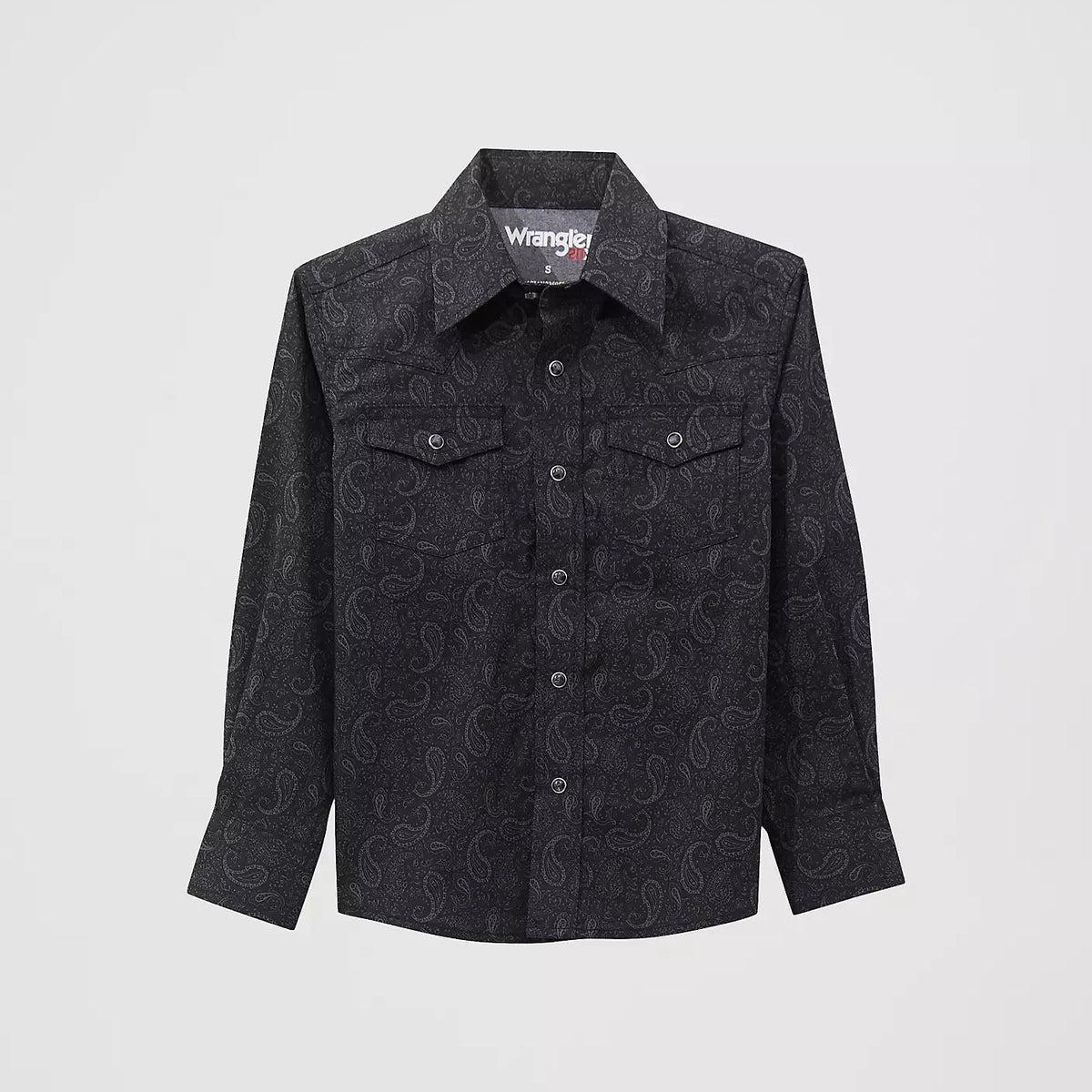 Wrangler Boy's 20X Advanced Comfort L/S Western Snap Shirt in Shadow Paisley