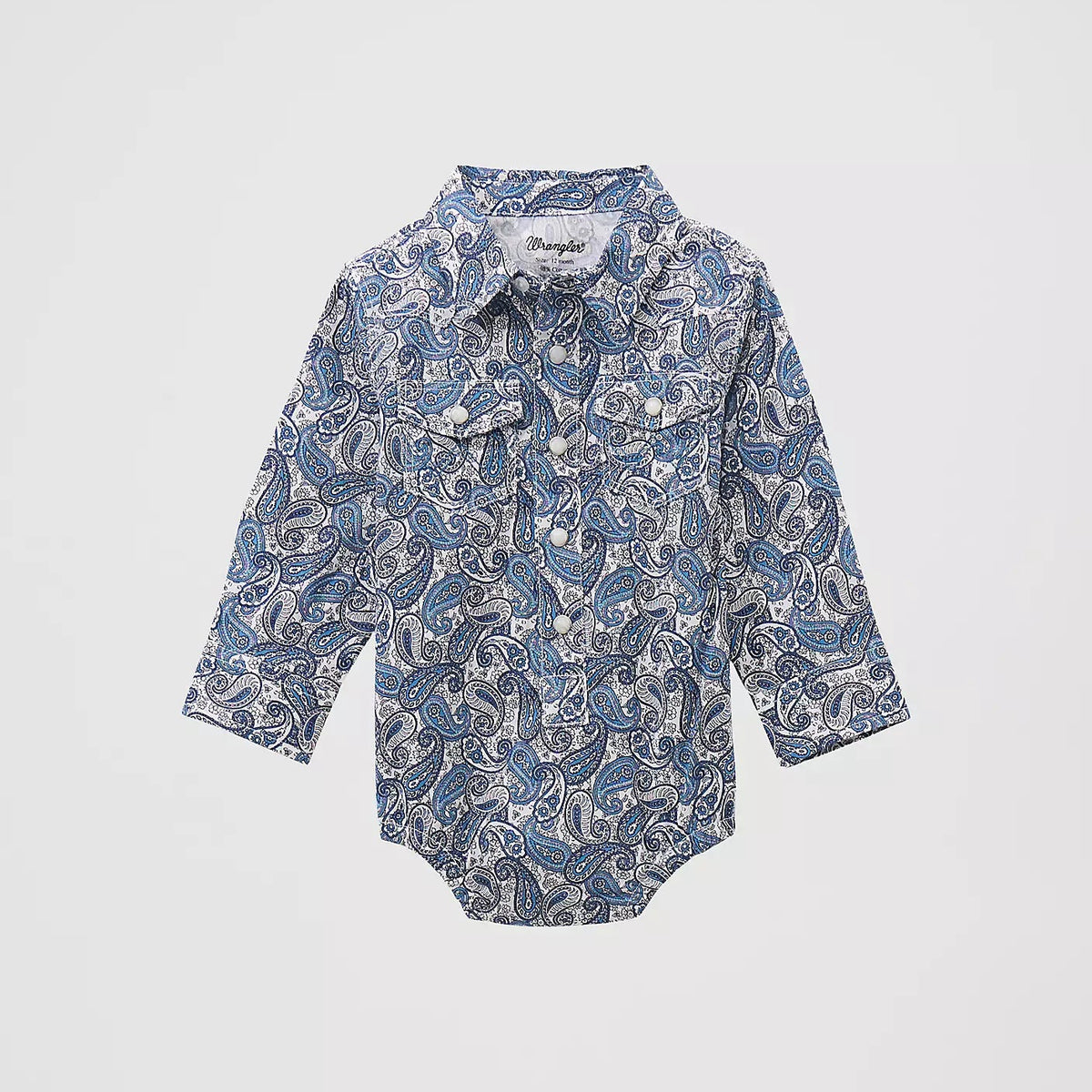 Wrangler Baby Boy's L/S Western Snap Shirt Body Suit in Wavy Paisley