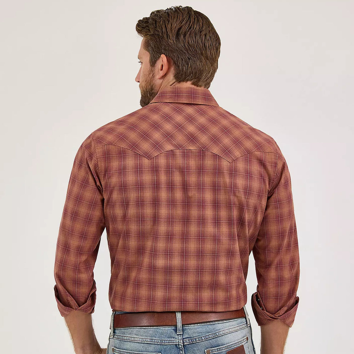 Wrangler Retro Men's L/S Sawtooth Pocket Plaid Western Snap Shirt in Harvest Plaid (Available in Tall Sizes)